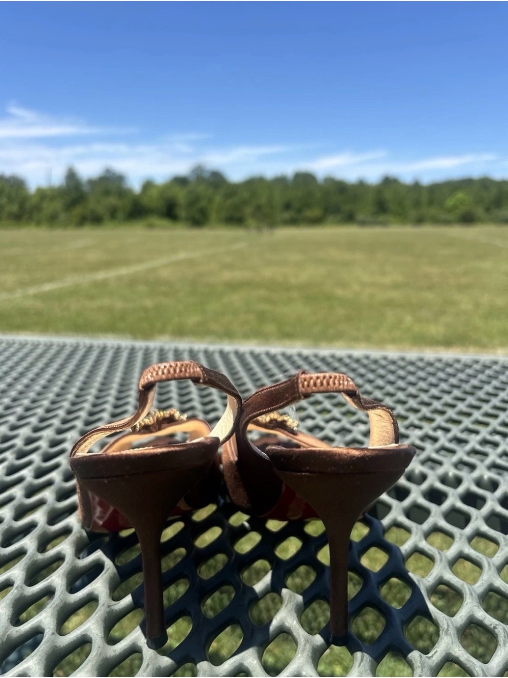 Christian Louboutin FIORELLINO Slingback Pump Leather/Satin Brown 38.5 - Picture 7 of 9